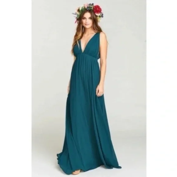 Show Me Your MuMu | Dresses | Ava Maxi Dress Deep Jade Chiffon Extra Small  | Poshmark